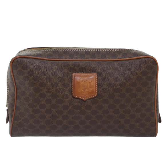 CELINE Macadam Canvas Clutch Bag PVC Leather Brown Gold Auth mr528 - Picture 13 of 16